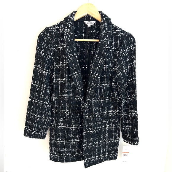 Nanette Lepore Black and White Metallic Tweed Blazer Jacket NWT New- Size Small - Picture 3 of 10